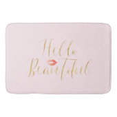 Blush Pink Gold Hallo Beauful Lips Badmat (Voorkant)