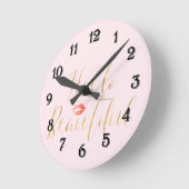 Blush Pink Gold Hallo Beauful Lips Ronde Klok (Hoek)