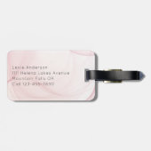 Blush Pink Gold Heart Kalligrafie Bagagelabel (Achterkant horizontaal)