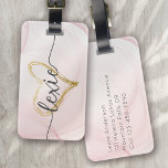Blush Pink Gold Heart Kalligrafie Bagagelabel<br><div class="desc">Versterk uw bagage met dit persoonlijke ontwerp dat perfect is voor reizigers</div>