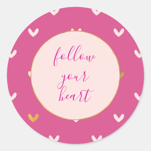Blush & Pink Gold Hearts Ronde Sticker (Voorkant)