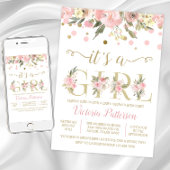 Blush Pink Gold Het Een Meisje Baby shower Kaart