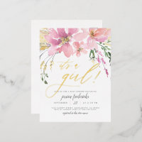Blush Pink & Gold Het is een meisje Floral Baby sh