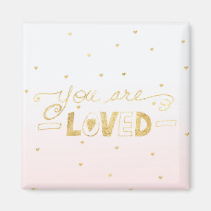 Blush Pink Gold Je bent Geliefd Harten Ombre Magneet