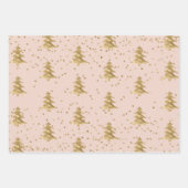 Blush Pink Gold kerstboomstripes Sparkle     Inpakpapier Vel (Voorkant)
