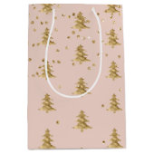 Blush Pink Gold kerstboomstripes Sparkle Medium Cadeauzakje (Voorkant)