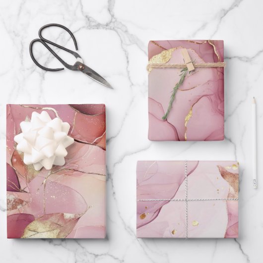 Blush Pink Gold laat Abstract Vrijgezellenfeest ac Inpakpapier Vel (Voorkant)