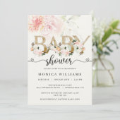Blush Pink & Gold Lace Girl Baby Shower Kaart (Staand voorkant)