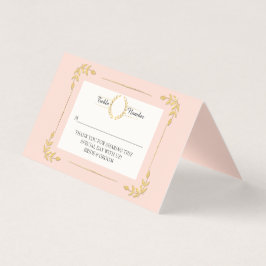 Blush Pink Gold Laurel Leaf Krans Place Card Kaart