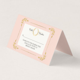 Blush Pink Gold Laurel Leaf Krans Place Card Kaart