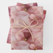 Blush Pink Gold Leaves Floral Vrijgezellenfeest Inpakpapier Vel (In situ)