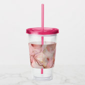 Blush Pink Gold Leaves Monogram Acryl Drinkbeker (Rechts)