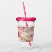 Blush Pink Gold Leaves Monogram Acryl Drinkbeker (Links)