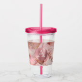 Blush Pink Gold Leaves Monogram Acryl Drinkbeker (Voorkant)