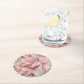 Blush Pink Gold Leaves Monogram Kartonnen Onderzetters (Insitu)