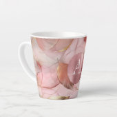 Blush Pink Gold Leaves Monogram Latte Mok (Linkerhoek)