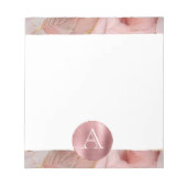 Blush Pink Gold Leaves Monogram Notitieblok (Voorkant)