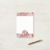 Blush Pink Gold Leaves Monogram Post-it® Notes (Op bureau)