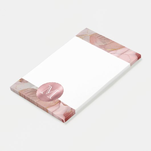 Blush Pink Gold Leaves Monogram Post-it® Notes (Schuin)