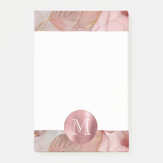 Blush Pink Gold Leaves Monogram Post-it® Notes (Voorkant)