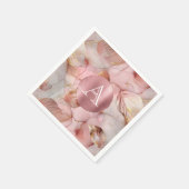 Blush Pink Gold Leaves Monogram Servet (Hoek)