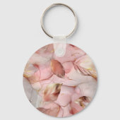 Blush Pink Gold Leaves Monogram Sleutelhanger (Achterkant)