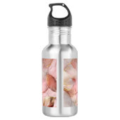 Blush Pink Gold Leaves Monogram Waterfles (Achterkant)