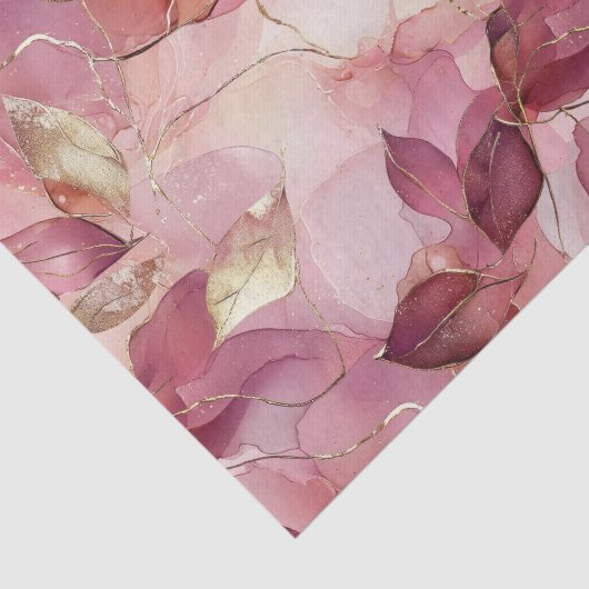 Blush Pink Gold Leaves Vrijgezellenfeest Tissuepapier (Detail)