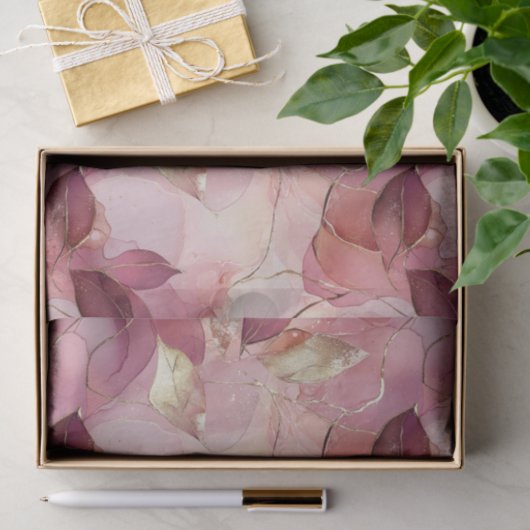 Blush Pink Gold Leaves Vrijgezellenfeest Tissuepapier (Geschenk)