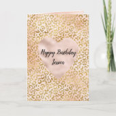 Blush Pink Gold Leopard Heart Kaart (Voorkant)