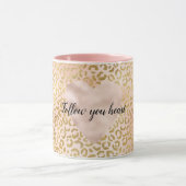 Blush Pink Gold Leopard Heart Mok (Midden)
