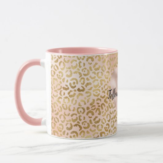 Blush Pink Gold Leopard Heart Mok (Links)