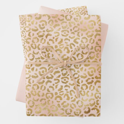 Blush Pink Gold Leopard Print Inpakpapier Vel (In situ)