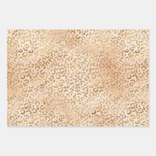 Blush Pink Gold Leopard Print Inpakpapier Vel (Voorkant)