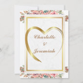 Blush Pink Gold Lijst Floral Greenery Wedding Kaart (Achterkant)