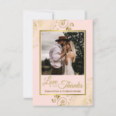Blush Pink & Gold Love Bedankt Foto & Notitie Trou (Voorkant)