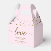 Blush Pink Gold Love Script gepersonaliseerde brui Bedankdoosjes (Achterkant)