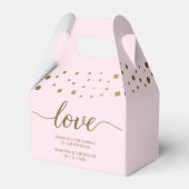 Blush Pink Gold Love Script gepersonaliseerde brui Bedankdoosjes (Voorkant Zijde)