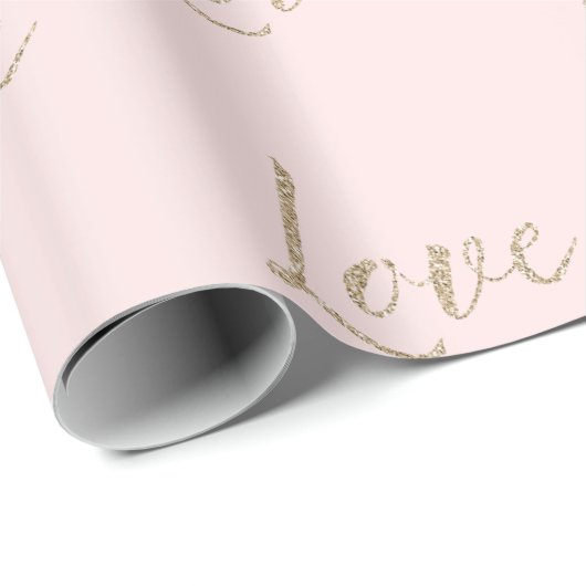Blush Pink Gold Luxe Glitter Love   Cadeaupapier (Rol Hoek)