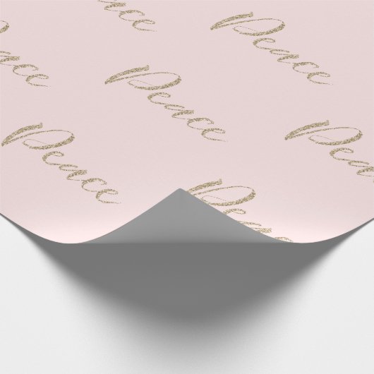 Blush Pink Gold Luxe Glitter Vrede Cadeaupapier (Hoek)