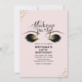 Blush Pink Gold Make-up Wimpers Party Evenement Kaart (Voorkant)