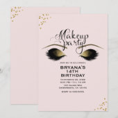 Blush Pink Gold Make-up Wimpers Party Evenement Kaart (Voorkant / Achterkant)
