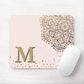 Blush Pink Gold Mandala Boho | Monogrammen Initiaa Muismat (Met muis)