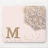 Blush Pink Gold Mandala Boho | Monogrammen Initiaa Muismat (Voorkant)