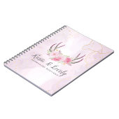 Blush Pink Gold Marble Rustic Floral Antlers Chic Notitieboek (Linkerzijde)