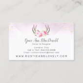 Blush Pink Gold Marble Rustic Floral Antlers Chic Visitekaartje (Achterkant)