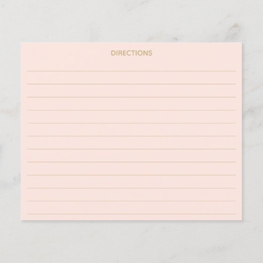 Blush Pink Gold Minimalist Custom RecipKaarten (Achterkant)