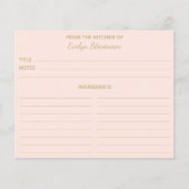 Blush Pink Gold Minimalist Custom RecipKaarten (Voorkant)