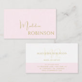 Blush Pink Gold Minimalist Elegant Script Visitekaartje (Voorkant / Achterkant)