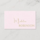 Blush Pink Gold Minimalist Elegant Script Visitekaartje (Voorkant)